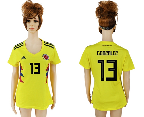 Women's Colombia #13 Gonzalez Home Soccer Country Jersey